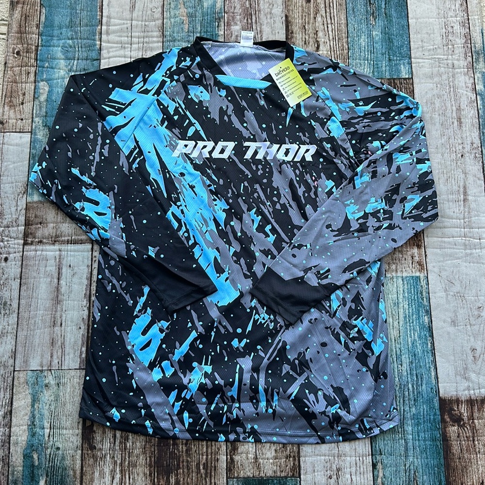 New XL Thor long sleeve bicycling shirt pit 24 length 30